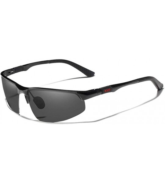 Oversized Driving Series men's polarized sunglasses aluminum blue mirror lens sunglasses male - Black Blue - C61982YSCN8 $49.96