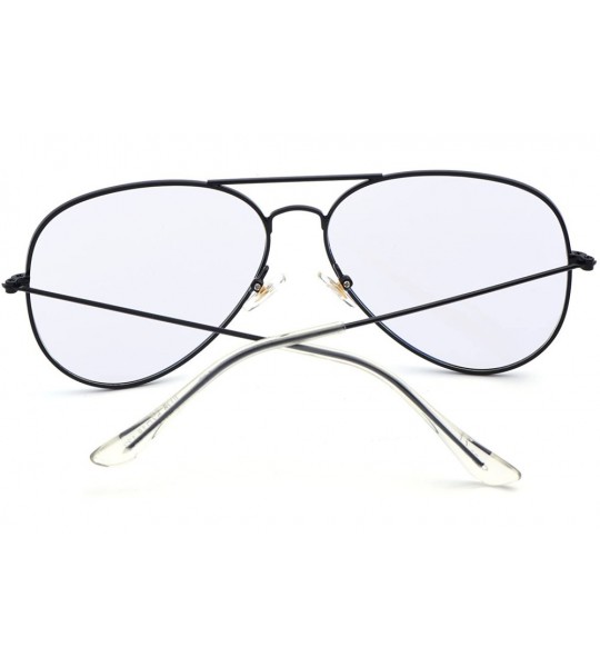 Aviator Classic Aviator Mirrored Flat Lens Sunglasses Metal Frame - Black - C2189INW8S6 $28.55