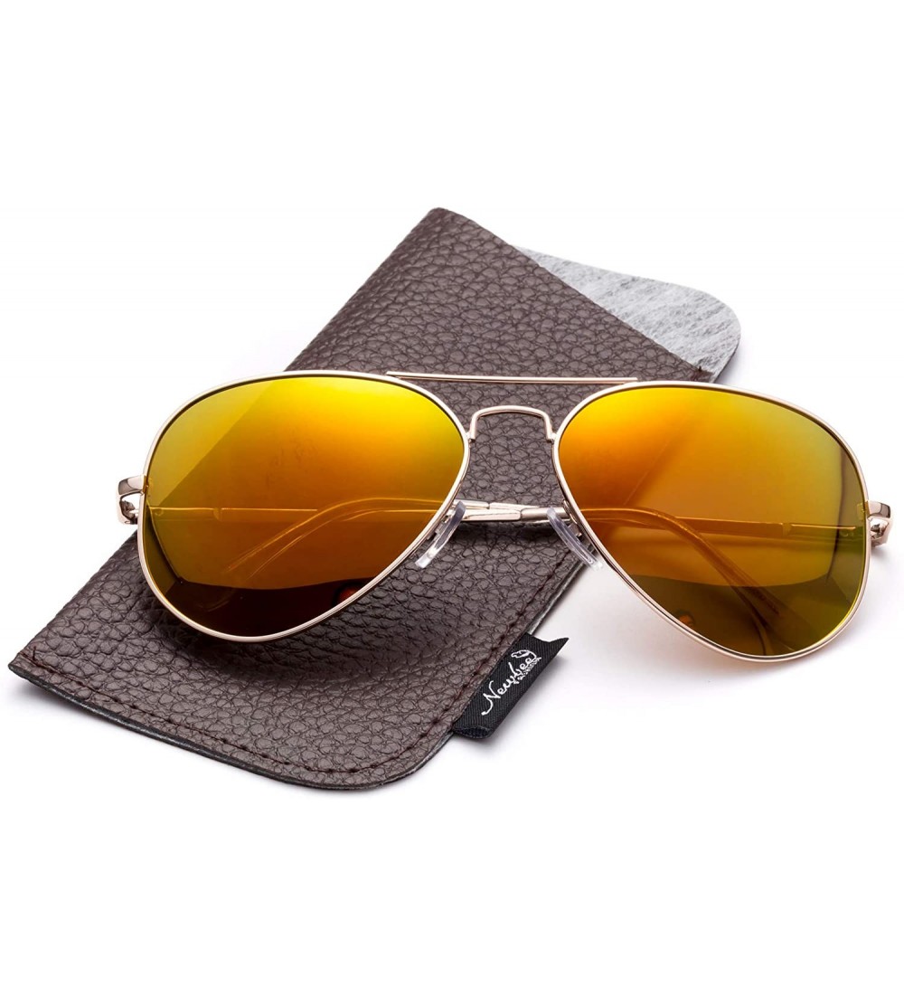 Aviator Polarized Aviator Sunglasses Mirrored Lens Classic Aviator Polarized Sunglasses Small - Orange Mirror - CD18I64QRXT $...