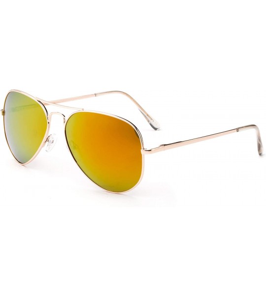 Aviator Polarized Aviator Sunglasses Mirrored Lens Classic Aviator Polarized Sunglasses Small - Orange Mirror - CD18I64QRXT $...