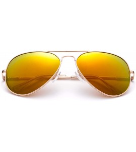 Aviator Polarized Aviator Sunglasses Mirrored Lens Classic Aviator Polarized Sunglasses Small - Orange Mirror - CD18I64QRXT $...