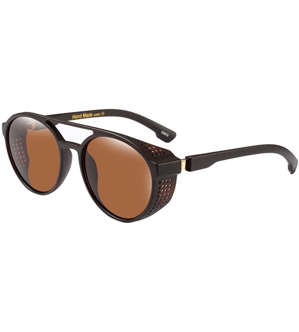 Wayfarer Fashion Men's Sunglasses Retro Circle for Women UV Protection Shades Eyewear - Brown - CK18G83G36Y $22.12