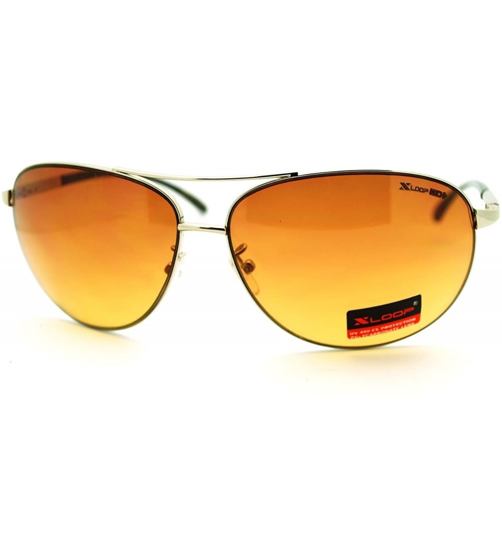 Aviator HD Sunglasses High Definition Driving Lens Round Cop Aviators - Silver - C311COAAXGF $18.38