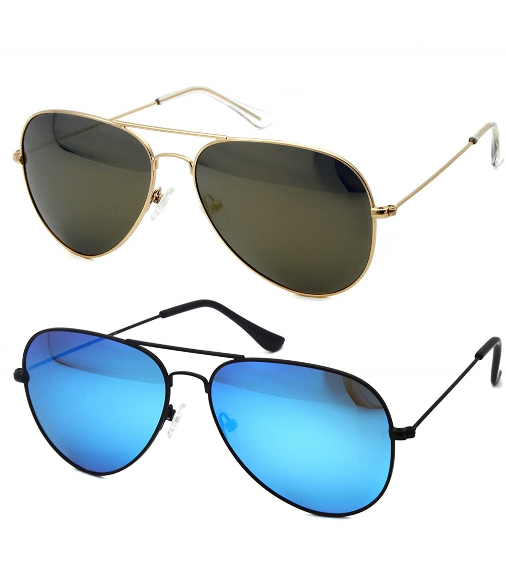 Aviator Metal Sunglasses Fashion UV400 Polarized Lens - Gold Frame / Gold Lens + Black Frame / Icy Blue Lens - CO18659WL26 $4...