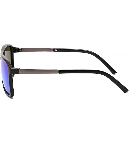 Oversized 2019 New Polarized Sunglasses Men Mirrored Driving Glasses Black Rectangle Male Cool Fashion Classic S6076 - Blue -...