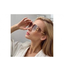 Oversized Women Metal Big Sunglasses Punk Oversize Shades Men Retro Round Sun Glasses Female Gradient UV400 - CE1903DZTXN $24.81