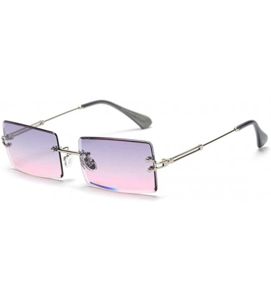 Rimless Fashion Small Rectangle Sunglasses Women Ultralight Candy Color Rimless Ocean Sun Glasses - Gray&pink - CL18M4E7CCM $...