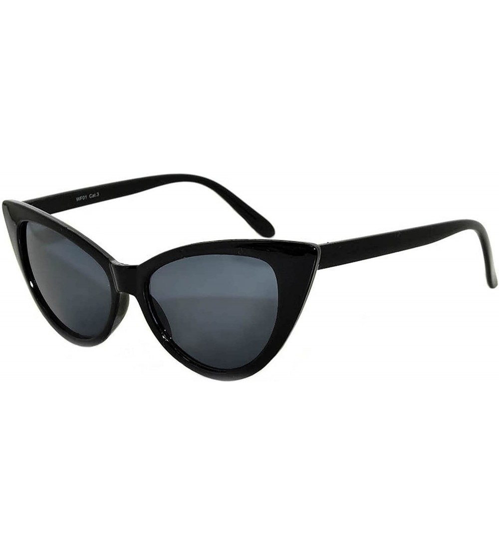 Sport Retro Black Cat Eye Vintage Party Sunglasses Black Frame Smoke Lens Brand - C0185RX88WZ $17.57
