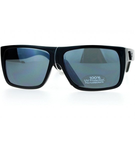 Rectangular Mens All Black Flat Top Rectangular Mob Gangster Sunglasses - CB11BHONVKL $19.40