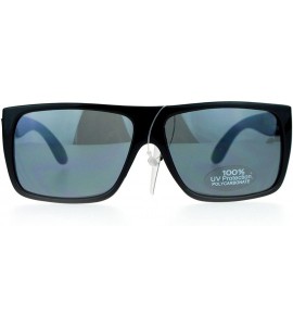 Rectangular Mens All Black Flat Top Rectangular Mob Gangster Sunglasses - CB11BHONVKL $19.40