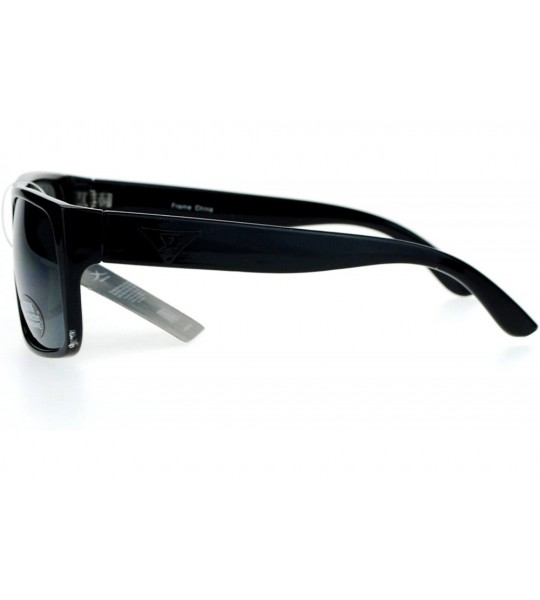 Rectangular Mens All Black Flat Top Rectangular Mob Gangster Sunglasses - CB11BHONVKL $19.40