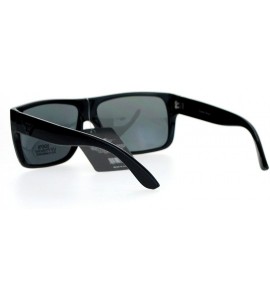 Rectangular Mens All Black Flat Top Rectangular Mob Gangster Sunglasses - CB11BHONVKL $19.40