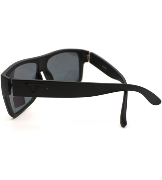 Rectangular Mens All Black Flat Top Rectangular Mob Gangster Sunglasses - CB11BHONVKL $19.40