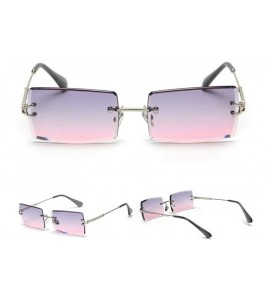 Rimless Fashion Small Rectangle Sunglasses Women Ultralight Candy Color Rimless Ocean Sun Glasses - Gray&pink - CL18M4E7CCM $...