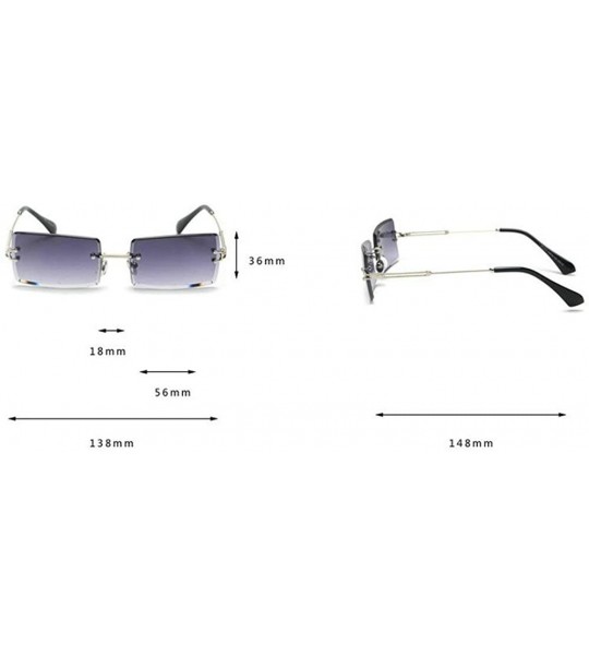Rimless Fashion Small Rectangle Sunglasses Women Ultralight Candy Color Rimless Ocean Sun Glasses - Gray&pink - CL18M4E7CCM $...