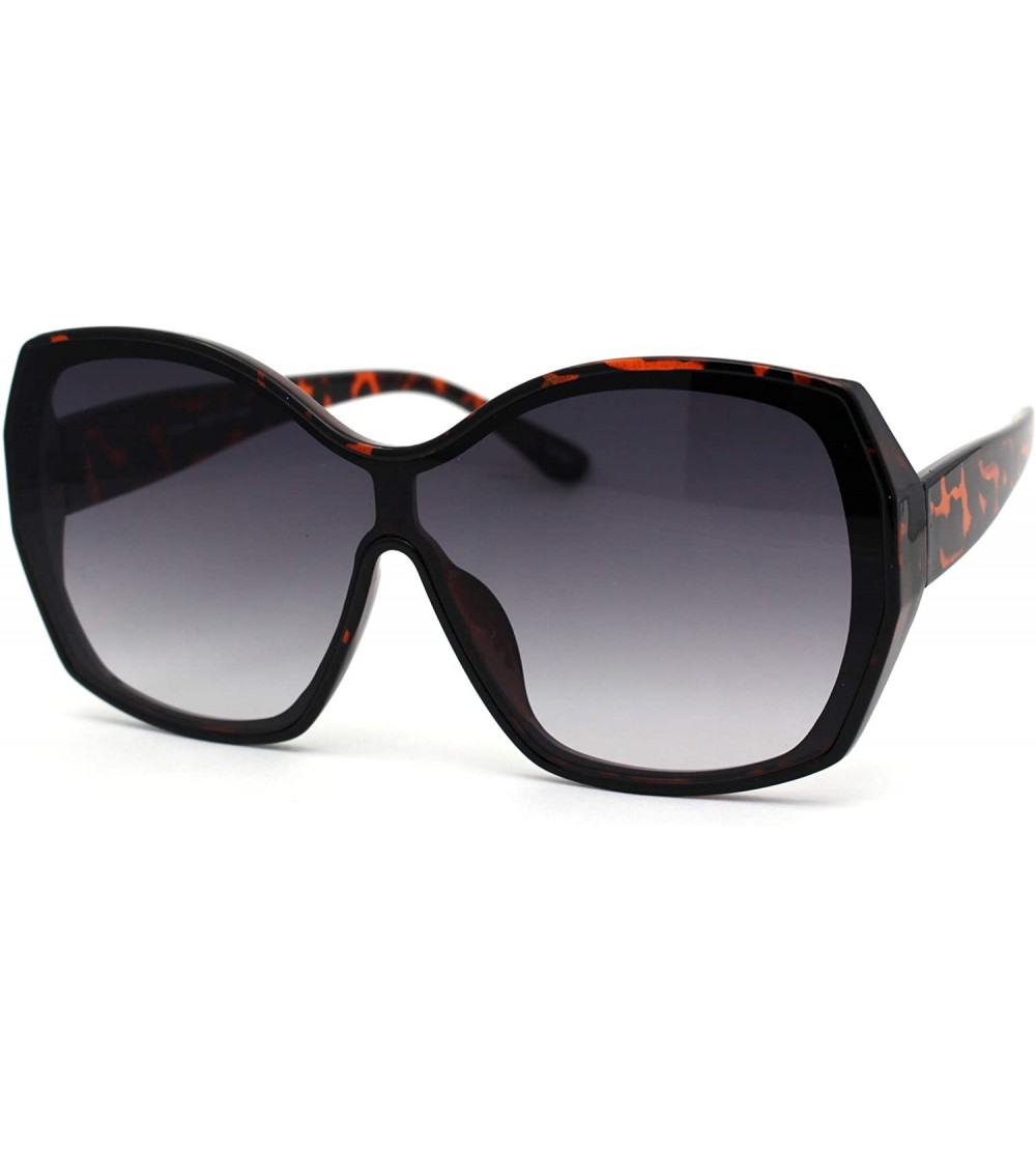 Oversized Womens Oversize Shield Butterfly Plastic Designer Fashion Sunglasses - Tortoise Smoke - CA193GS7Z7S $23.17