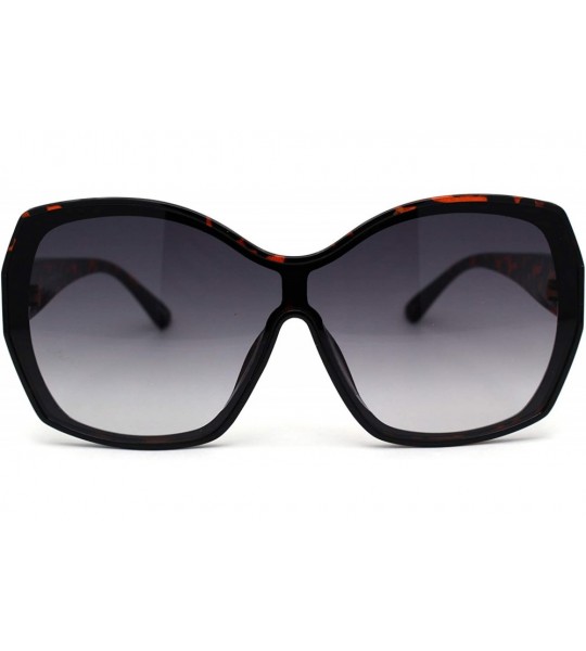Oversized Womens Oversize Shield Butterfly Plastic Designer Fashion Sunglasses - Tortoise Smoke - CA193GS7Z7S $23.17