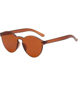 Rimless Rimless Tinted Sunglasses Transparent Candy Color Glasses - Brown - CF18Q7LQ4HD $25.84