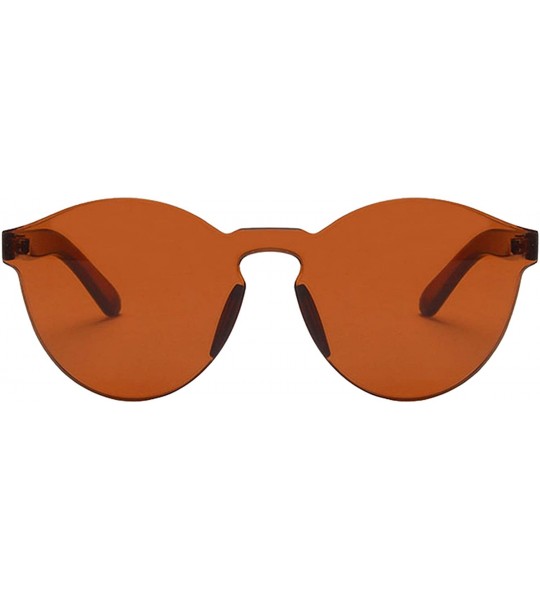 Rimless Rimless Tinted Sunglasses Transparent Candy Color Glasses - Brown - CF18Q7LQ4HD $25.84