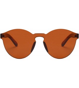 Rimless Rimless Tinted Sunglasses Transparent Candy Color Glasses - Brown - CF18Q7LQ4HD $25.84