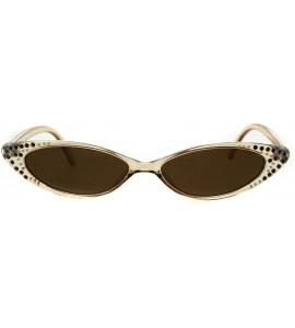 Oval Womens Rhinestone Sunglasses Sexy Oval Cateye Skinny Frame UV 400 - Beige (Brown) - C318O5D0RD4 $19.80