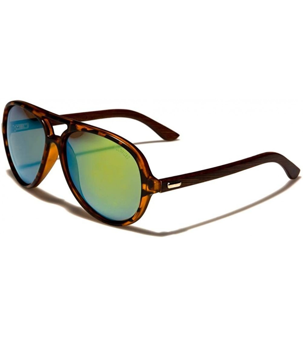 Aviator Wood Polarized Sunglasses - WD-2010-CM-POL - Color 02 - CW196COQSHH $37.72