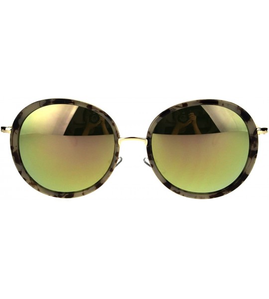 Round Color Mirror Round Double Rim Retro Designer Sunglasses - Tortoise Peach - C3186GIQG54 $23.57