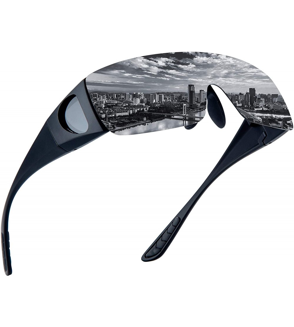 Rimless HD Day Night Driving Glasses Sunglasses for Men & Women - Anti Glare Polarized Flip Rx Glasses Side Shield - C31948ML...