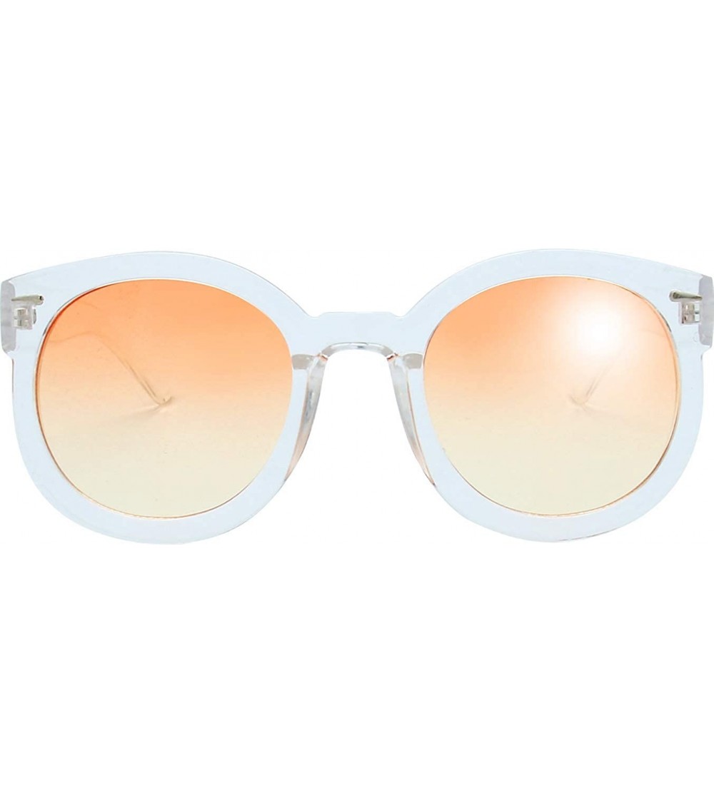 Round Women's Designer Inspired Oversized Round Circle Sunglasses Retro Fashion Style - 7-crystal - C218ZWORSXR $26.49