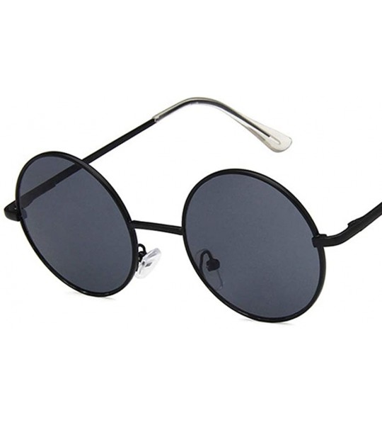 Round Unisex Sunglasses Retro Silver Grey Yellow Drive Holiday Round Non-Polarized UV400 - Black Grey - CD18RL9H0LD $16.93