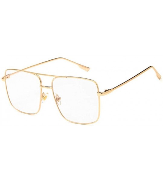 Square 47111 Square Simple Retro Sunglasses Men Women Fashion UV400 Glasses Gold Black - Gold Clear - C318YLZQZAG $19.67