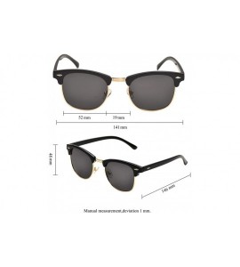 Round Vintage Semi Round Polarized Sunglasses for Men and Women 100% UV Protection Glasses - Gold-black - CL18YE9K652 $20.55