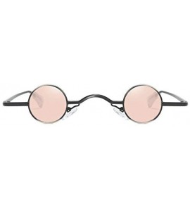 Round Classic Small Round Sunglasses Hip Hop Design Style Sunglasses Resin Lens Vintage Sunglasses - Unisex - Pink - CY199Y53...