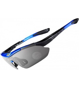 Sport Polarized Sunglasses Interchangeable Cycling Baseball - Blue - CT184K078XR $56.51