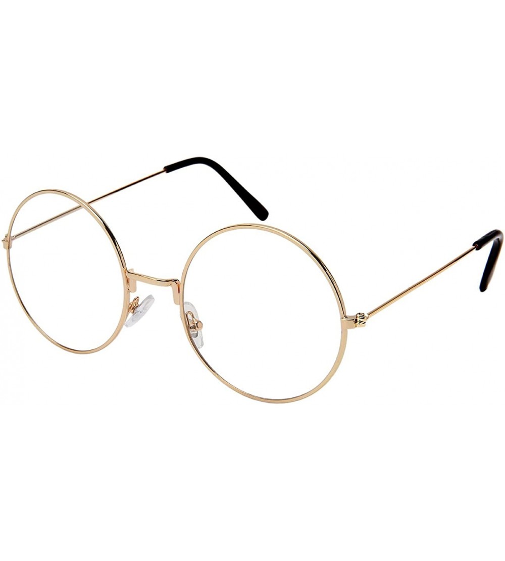 Oval Timeless Circle Frame Sunglasses with Transparent Lenses 3129-CL - Gold - CP183X0H0MZ $17.37