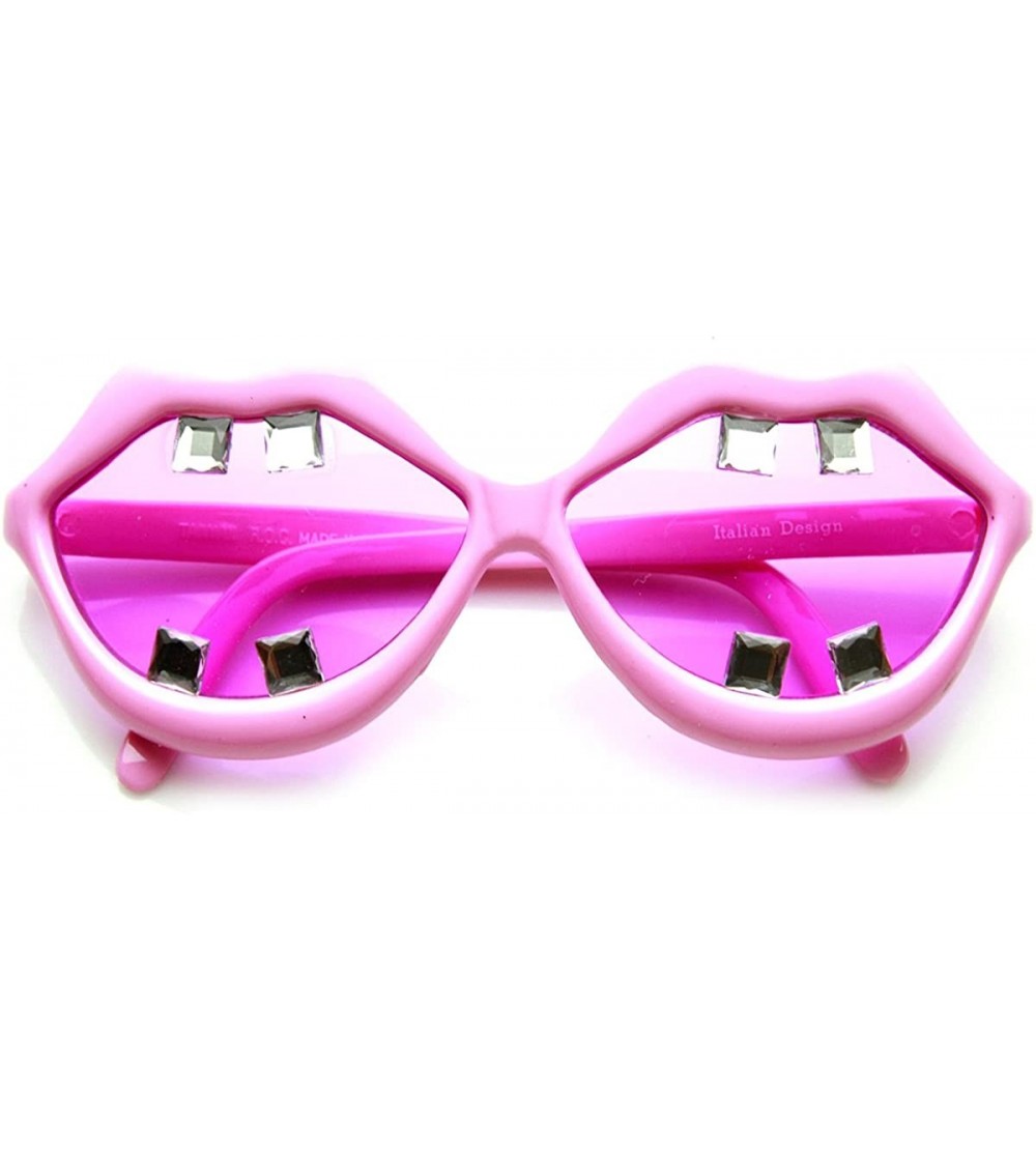 Square Lip Shaped And Teeth Pink Red Lips Novelty Party Sunglasses - Pink Pink - CA11OY7QAIR $19.32