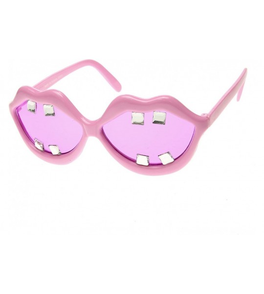 Square Lip Shaped And Teeth Pink Red Lips Novelty Party Sunglasses - Pink Pink - CA11OY7QAIR $19.32