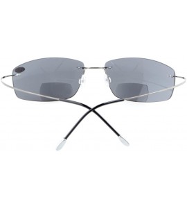 Rimless Titanium Rimless UV400 Polycarbonate Grey Lenses Bifocal Sunshine Readers Bifocal Sunglasses +2.0 - Grey Lens - CE129...