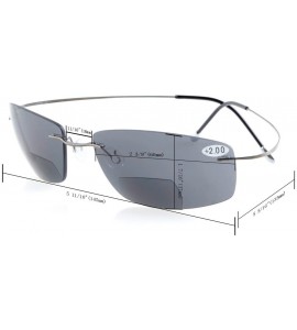 Rimless Titanium Rimless UV400 Polycarbonate Grey Lenses Bifocal Sunshine Readers Bifocal Sunglasses +2.0 - Grey Lens - CE129...