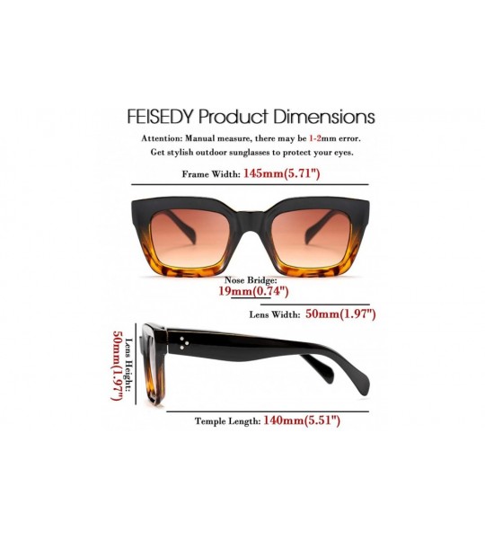 Oversized Classic Women Sunglasses Fashion Thick Square Frame UV400 B2471 - Black-leopard - C918NEDD046 $23.17