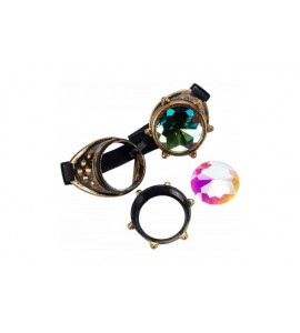 Goggle Kaleidoscope Rave Goggles Steampunk Cosplay Glasses Goggles with Rainbow Crystal Glass Lens - Bronze - CQ189GXL53Z $23.46