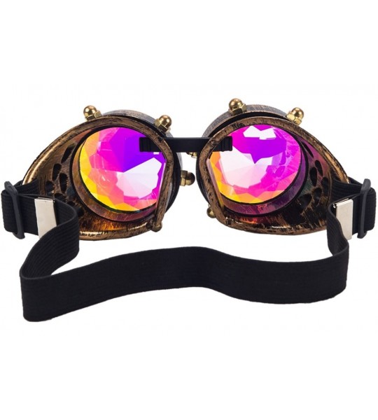 Goggle Kaleidoscope Rave Goggles Steampunk Cosplay Glasses Goggles with Rainbow Crystal Glass Lens - Bronze - CQ189GXL53Z $23.46