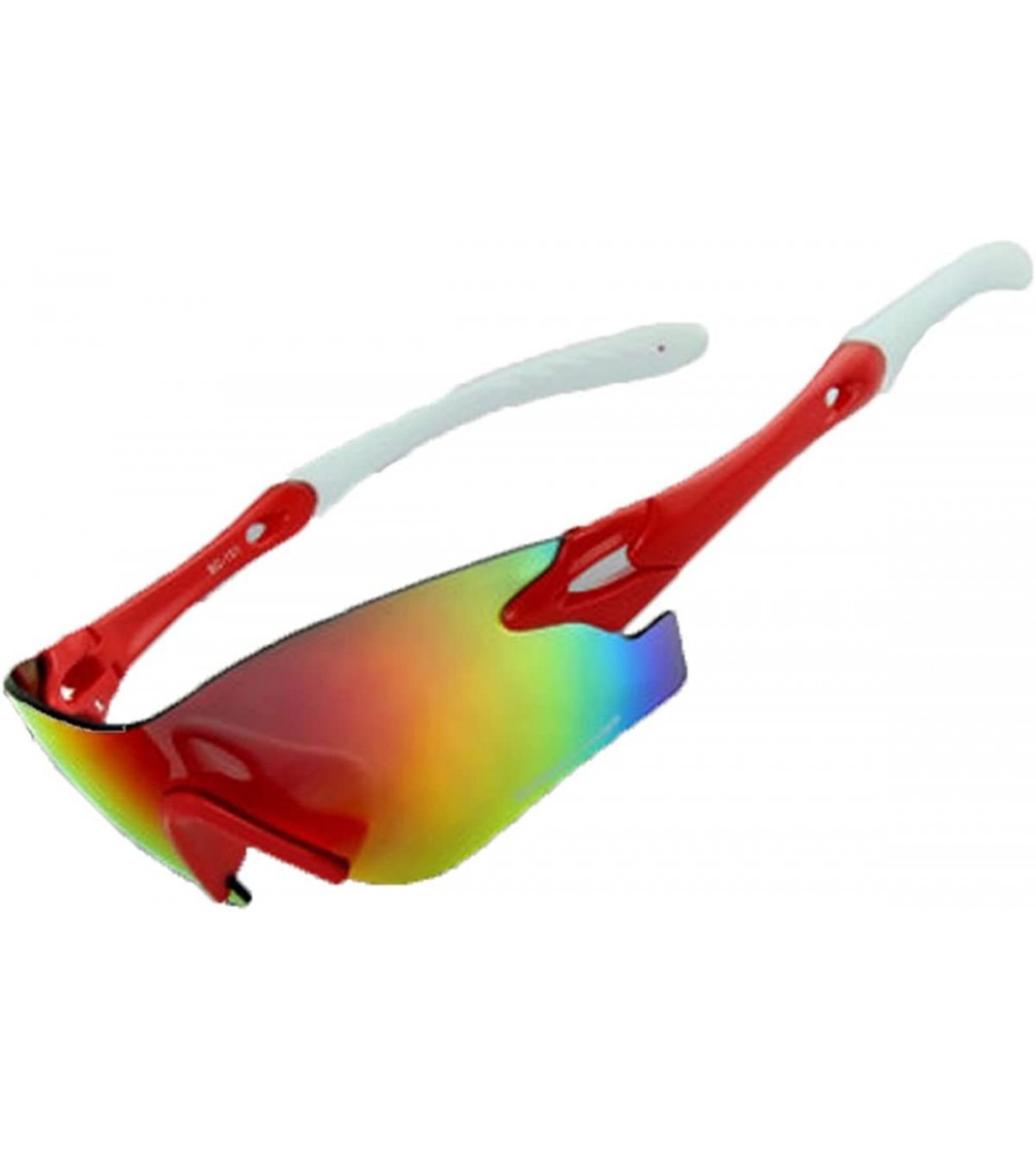 Sport Polarized Sunglasses Interchangeable Cycling Baseball - Red and White - C0184KDN2UQ $84.99