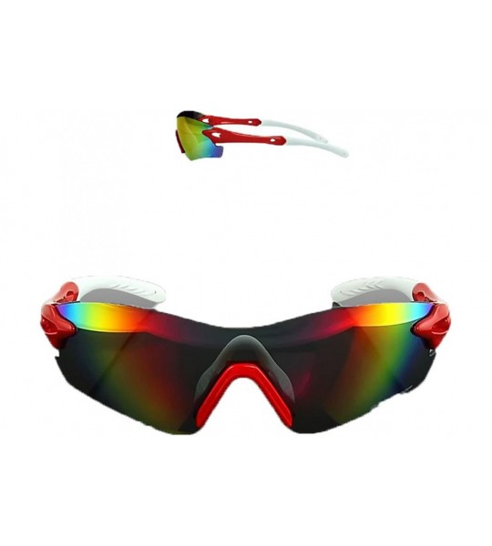 Sport Polarized Sunglasses Interchangeable Cycling Baseball - Red and White - C0184KDN2UQ $84.99