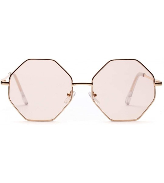 Goggle big vintage polygon sunglasses female 2019 octagon tinted clear sun glasses for women men metal frame uv400 - CQ18RN5H...