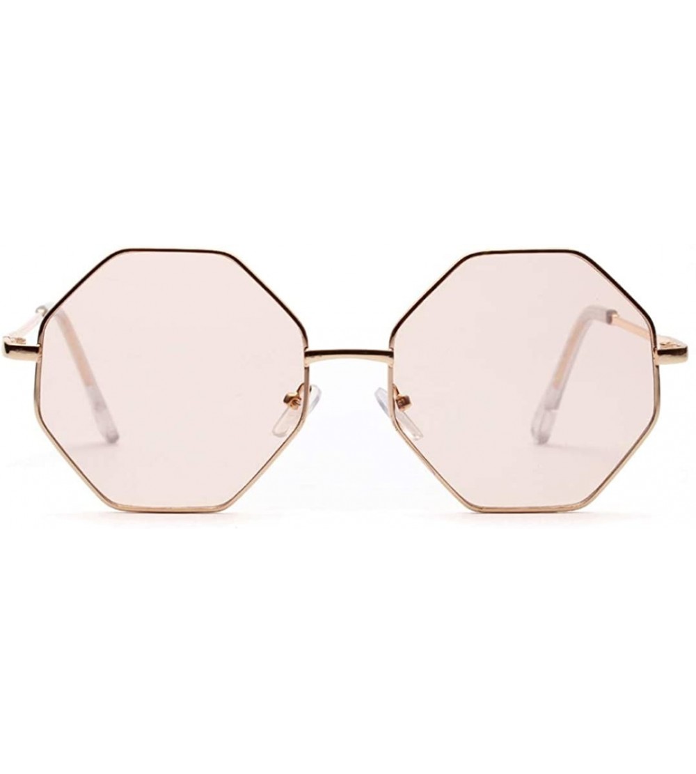 Goggle big vintage polygon sunglasses female 2019 octagon tinted clear sun glasses for women men metal frame uv400 - CQ18RN5H...