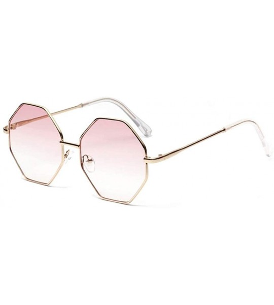 Goggle big vintage polygon sunglasses female 2019 octagon tinted clear sun glasses for women men metal frame uv400 - CQ18RN5H...