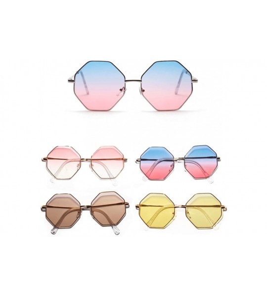 Goggle big vintage polygon sunglasses female 2019 octagon tinted clear sun glasses for women men metal frame uv400 - CQ18RN5H...