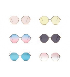 Goggle big vintage polygon sunglasses female 2019 octagon tinted clear sun glasses for women men metal frame uv400 - CQ18RN5H...