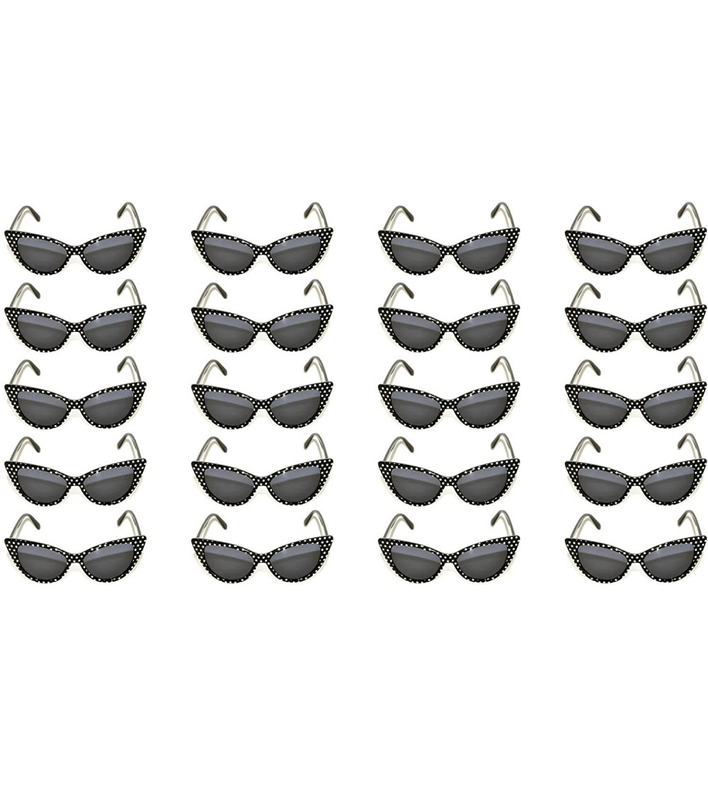 Goggle 20 Pirs Wholesale Lot Cat Eye Sunglasses Colored Plastic Frame Colored Lens - 20_pairs_black-dots-frame_smoke - CL18CG...